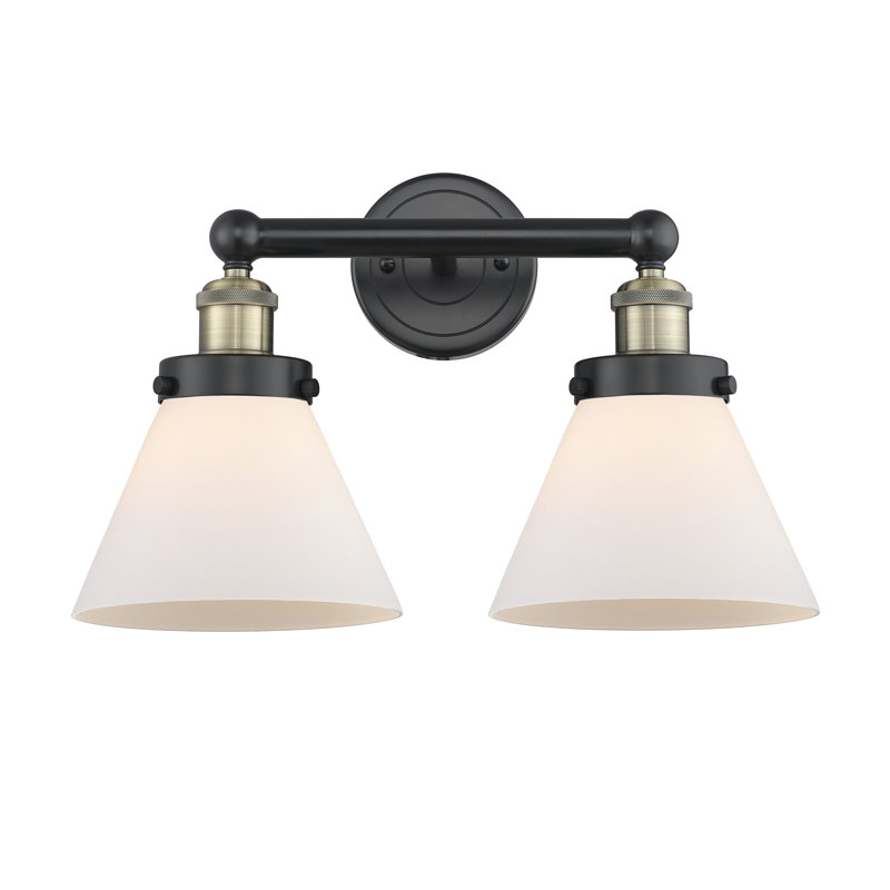 Éclairage pour meuble-lavabo à 2 lumières à intensité variable, Blanc mat, Laiton antique noir
