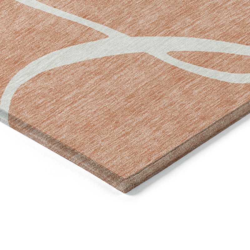 Tapis d'extérieur lavable abstrait saumon et ivoire 10 pi x 14 pi