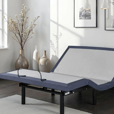 Base de lit simple TG réglable avec une touche de retour à plat, massage à 3 niveaux d'intensité, trois modes de vibration, préréglages Tv / Zero Gravity / Lounge, 2 ports, sous la lumière, réglage de la tête et des pieds, centre