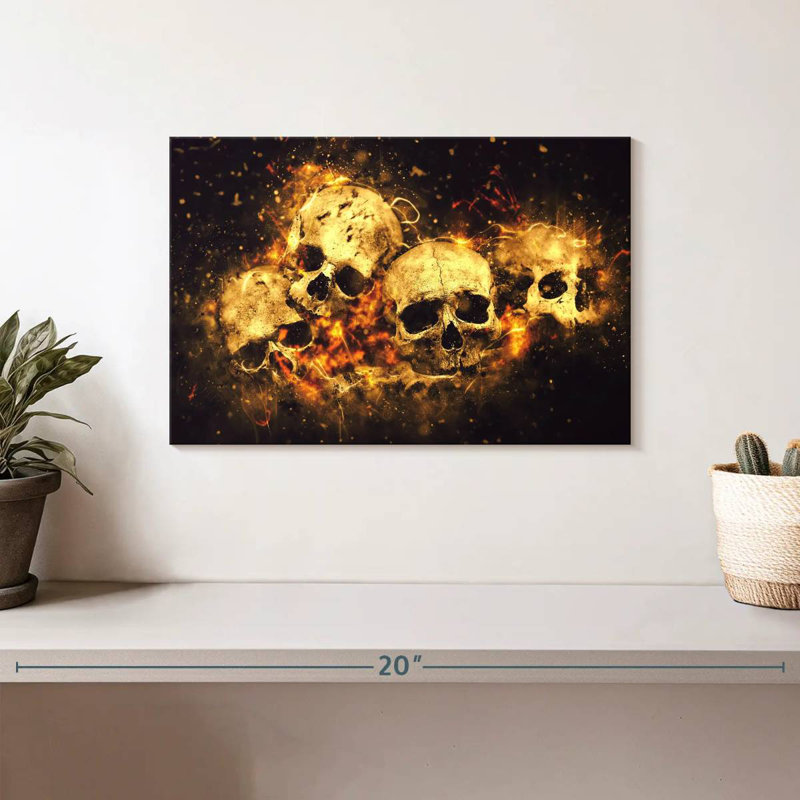 Hitzel Blazing Skulls, 8" H x 12" W