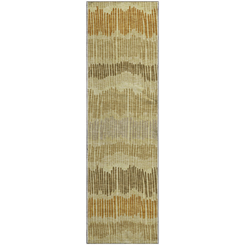 Premium Machine Washable Prisco Gold Rug, Runner 2'3" x 7'6"