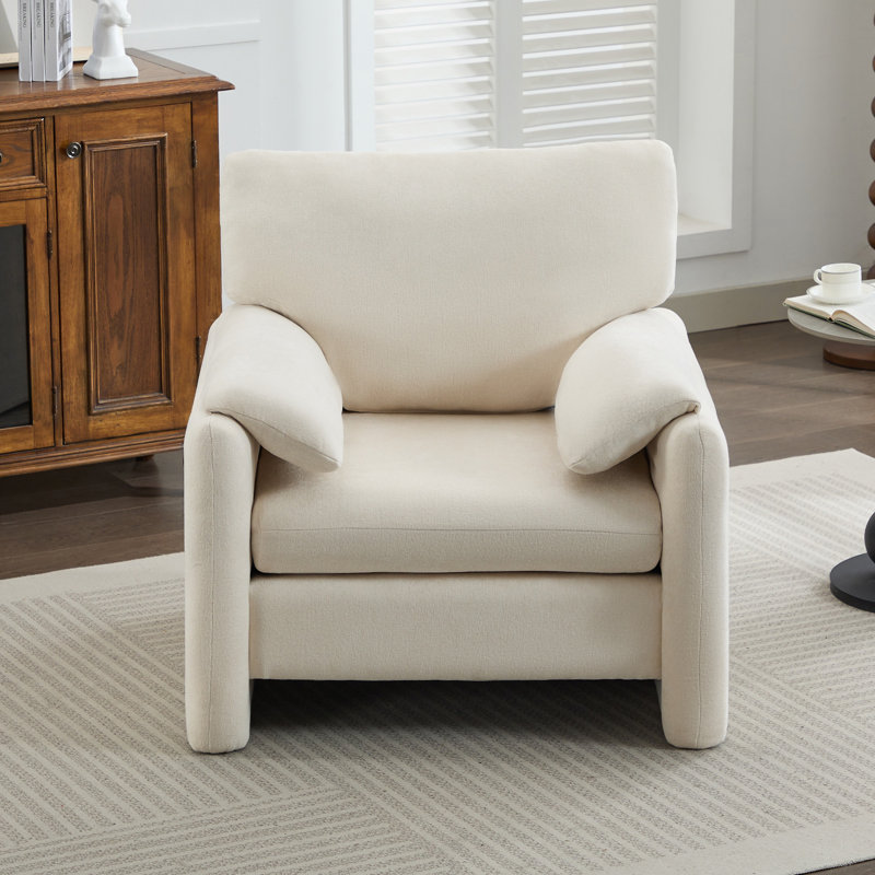 36.4'' Upholstered Armchair, Beige Chenille