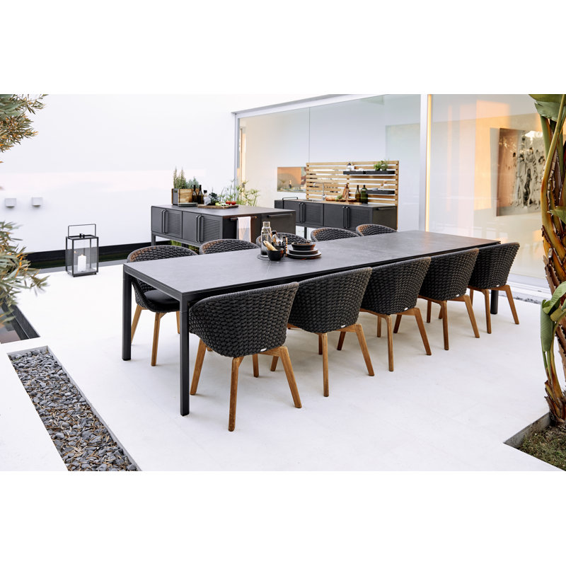 Peacock Patio Dining Side Chair with Cushion, Dark Gray Frame/Gray Cushion