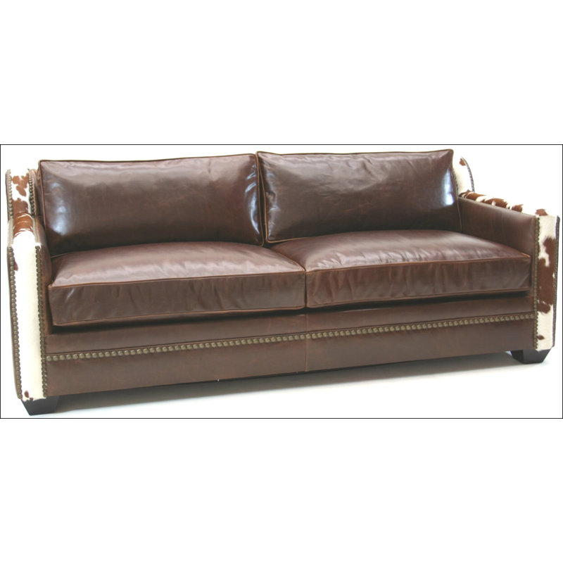 Leather Sofa, Africa Antique Red, Natural, Pewter