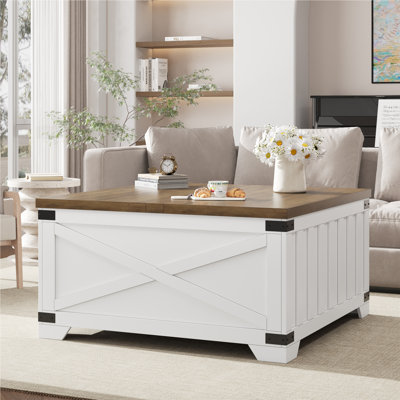 Locascio Farmhouse Square Storage Coffee Table with Hinged Lift Top