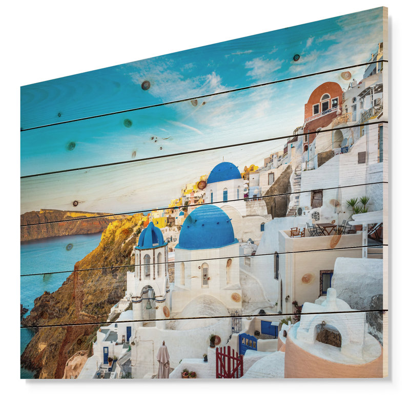 «Beautiful Santorin Homes Grèce», photographie, H 15 po x l 20 po x P 1 po, Bois