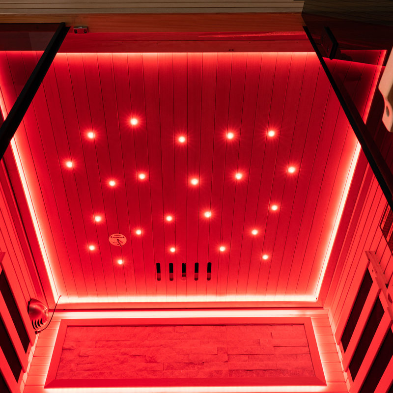 2 Person Indoor FAR Infrared Sauna in Canadian Hemlock With Bluetooth Speaker, Intelligent Control Panel, Chromotherapy Lighting+Red Light Function+Starlight Lights