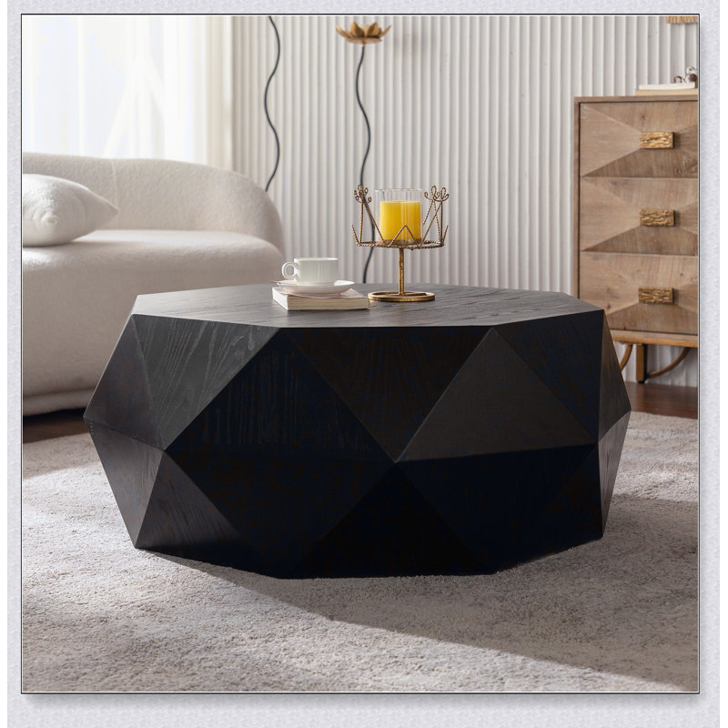 38"Three-dimensional Embossed Pattern Design American Retro Style Coffee Table, Tabletop
