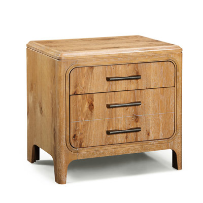 Bedroom Nightstand With Three Drawers And Contemporary Style, Natural Wood Finish, Metal Hand Pull, 28"W X 17"D 26"H, Simple Assembling Drawer Finish For Use, Easy To Assemble