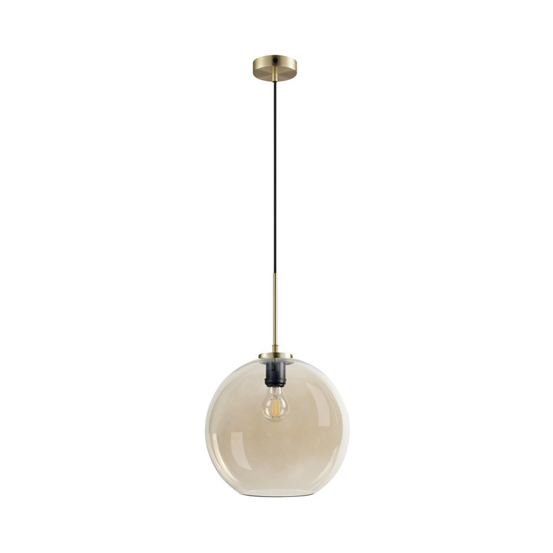 1 - Light Amber Single Pendant, 30" H x 30" W x 30" D