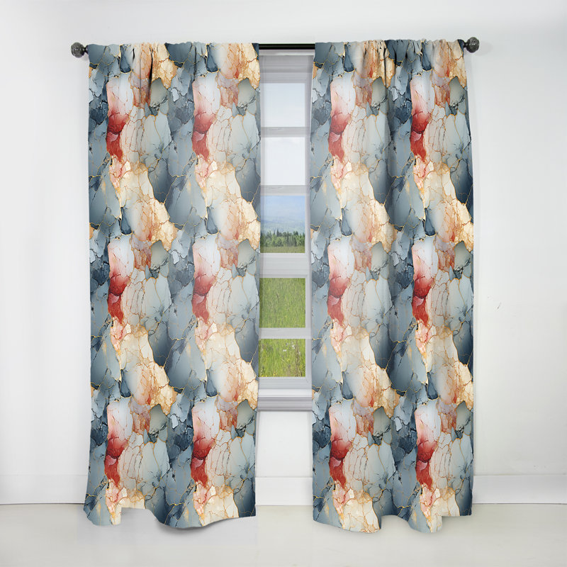 Urban Nature Marble Pattern - Abstract Marble Curtain - Room Darkening Marble Curtain - 1 Panels, 52" W x 63" L