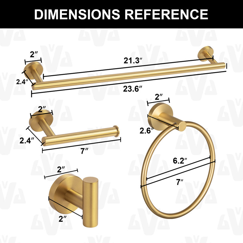 5 - Piece Bathroom Hardware Set, Brushed Gold