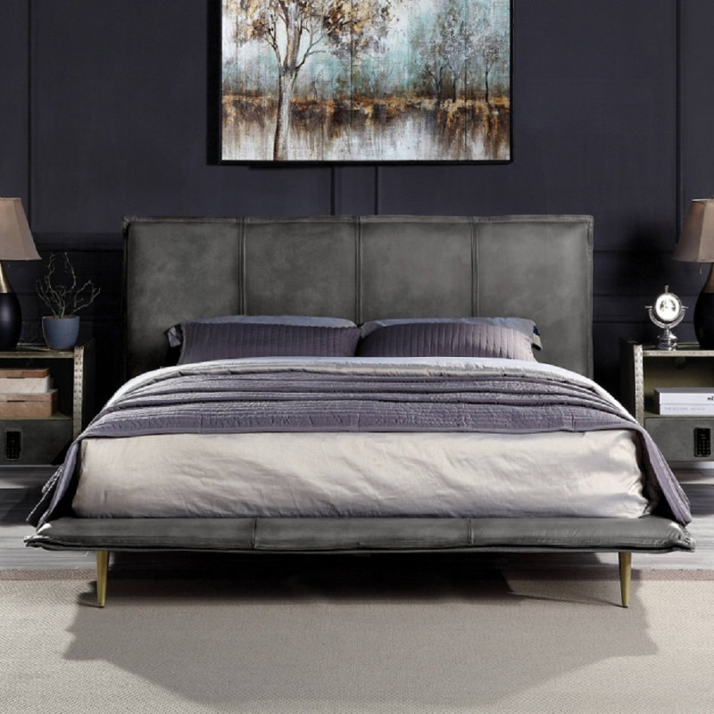Grand lit Metis, gris, Grand
