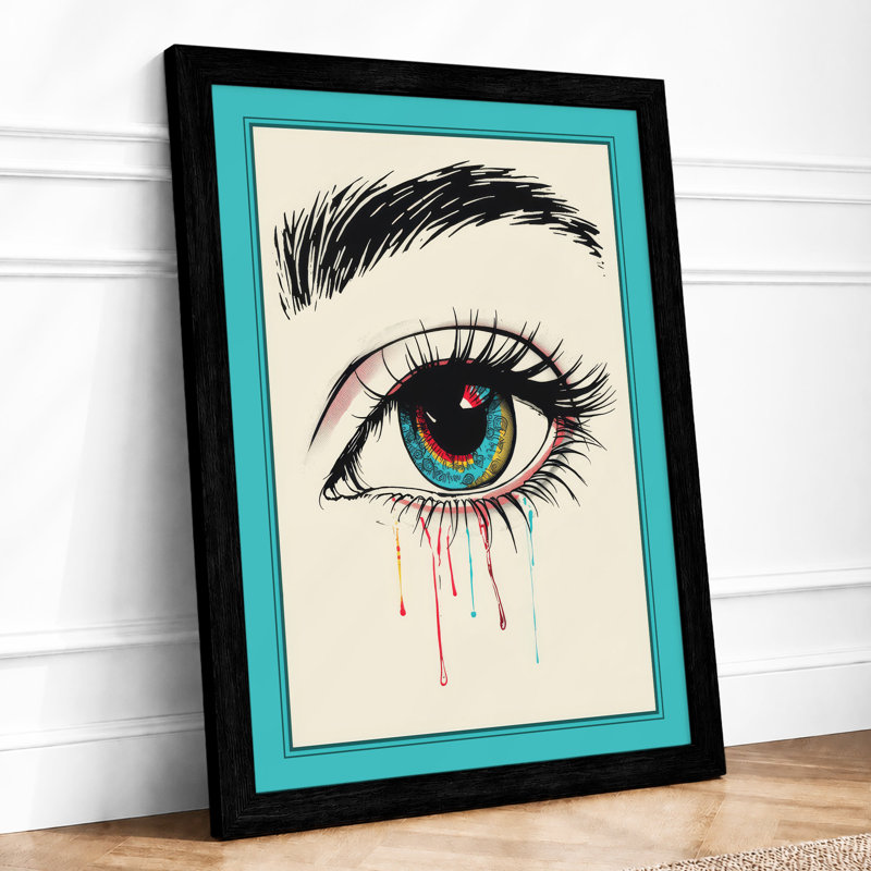 Tearful Gaze Modern - Framed Print, A4 - 29.7 x 21.0 cm, Black