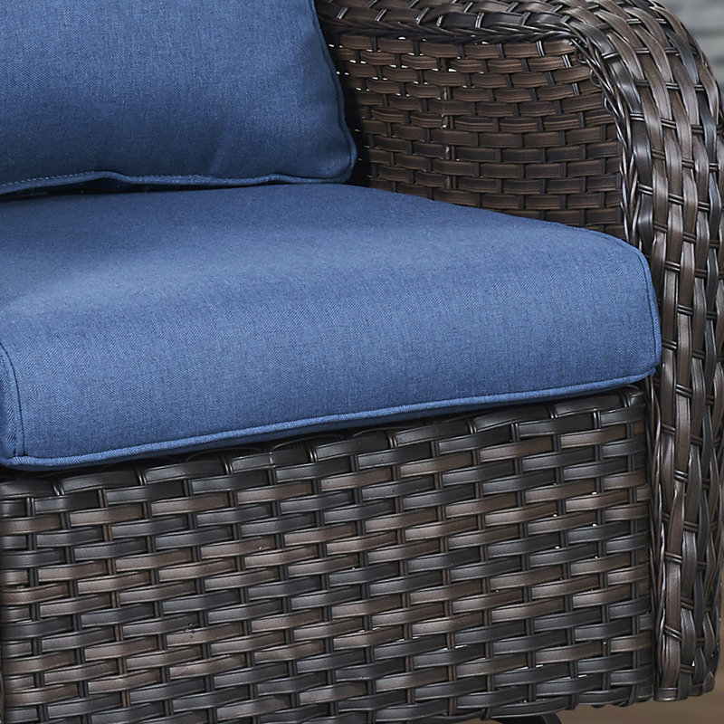 Chaise berçante et pivotante avec coussins 3 pièces Schutt, Marine, Brun