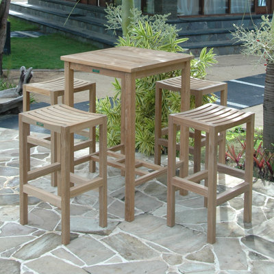 Avalon 5 Piece Teak Bar Height Dining Set