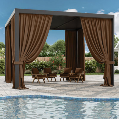 Mur de rideau extérieur en polyester pour abri de jardin, rideaux à 4 panneaux latéraux pour patio, jardin et cour arrière