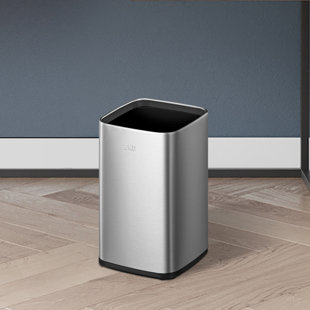 Ensemble de 2 poubelles ouvertes Eko avec panier intérieur amovible, petite poubelle carrée, poubelle combinée 1,8 + 3,2 gallons pour la cuisine, la salle de bain, le bureau, la maison (acier inoxydable)