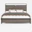 Structure de lit pleine grandeur gris antique avec tête de lit à DEL, sous-espace, 2 ports USB, pas de bruit, rangement à étapes simples, éclairage tactile, charge de type C, mélange rétro moderne, fabrication solide-1121228091-1304547763
