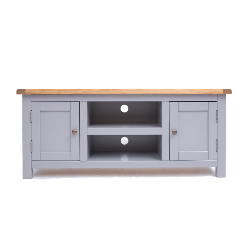 Abiorn TV Stand for TVs up to 55", Grey/Natural Brown/Brass