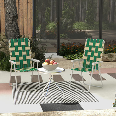 Sarala Set of 2 Folding Patio Chairs, Classic Portable Chair Set, Green