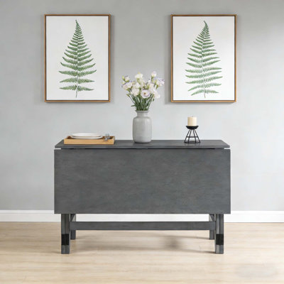 Wood Extendable Dining Table with Drop Leaf, Perfect for Space-Saving and Rustic Decor