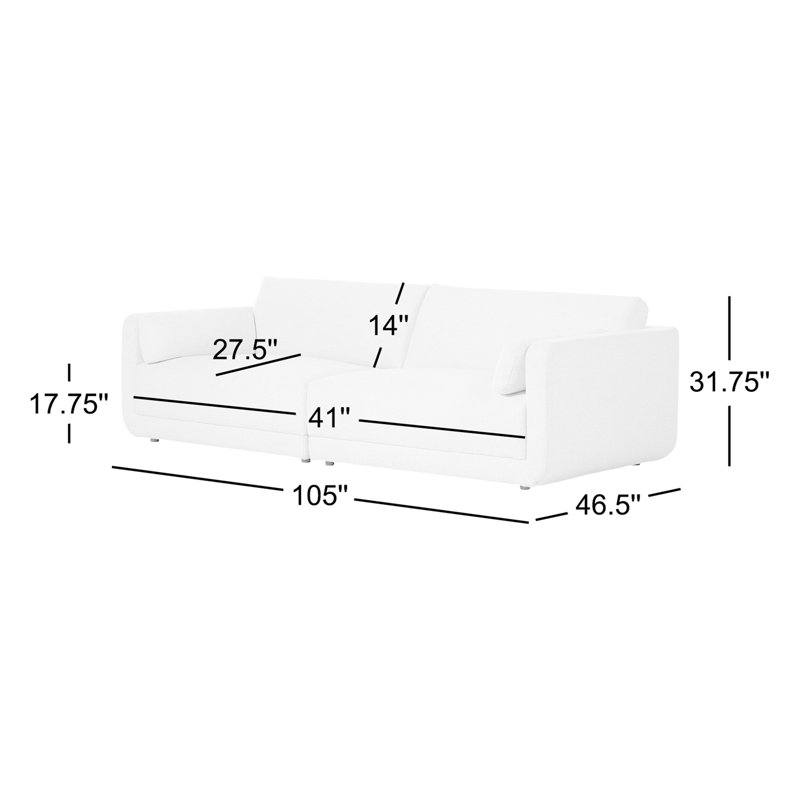 Toland Sofa, Cream Polyester Blend