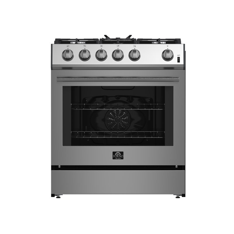 Leonardo Espresso 30" Stainless Steel Gas Range, 5 Burners, 39 500 BTU, 5 cu.ft. Convection Oven