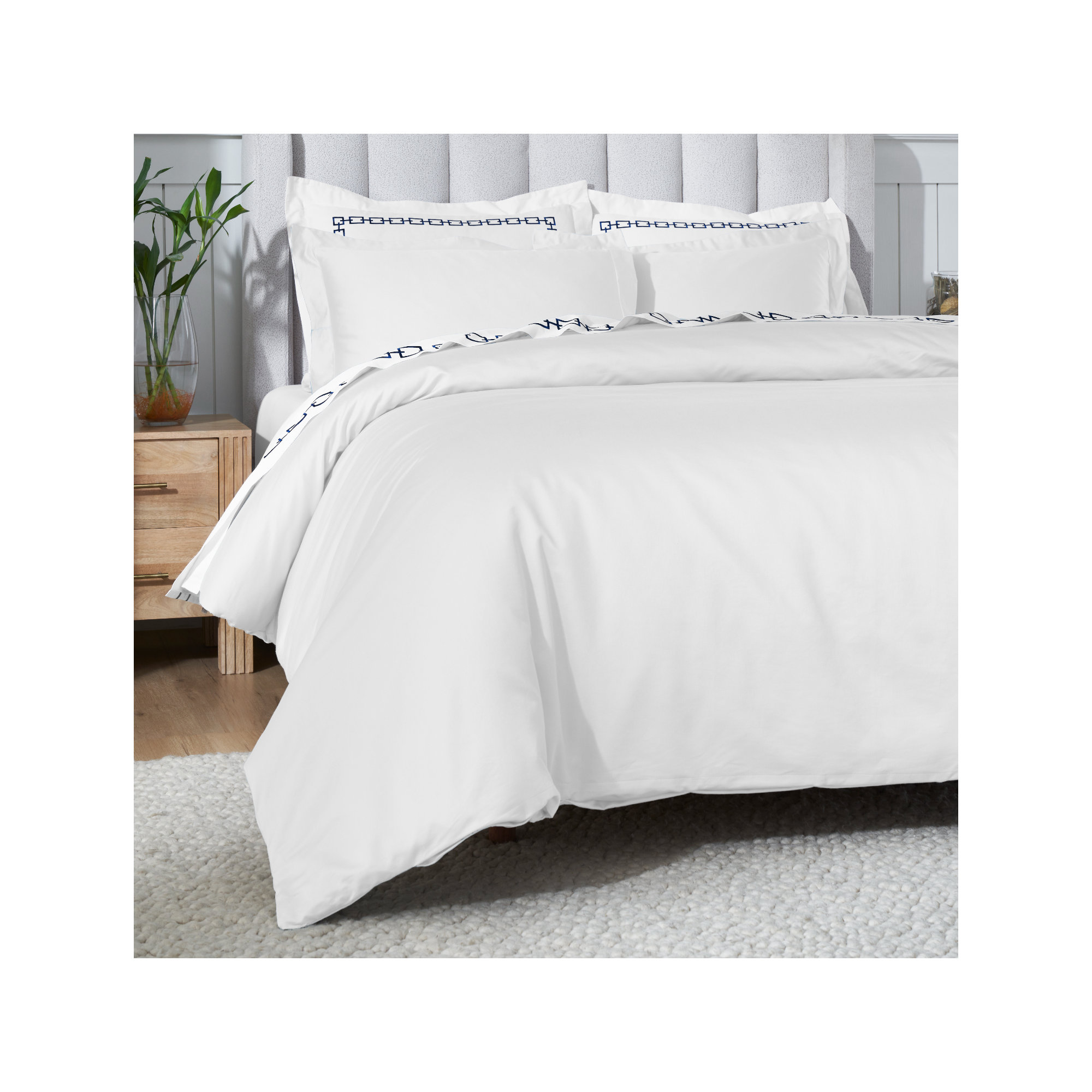 Cotton Duvet Cover Set, Full/Queen Duvet Cover + 2 Pillow Sham, White