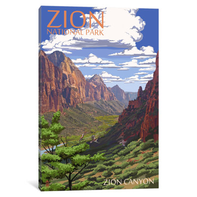 «U.S. National Park Service Series: Zion National Park (Zion Canyon)» par Lantern Press, impression sur toile tendue