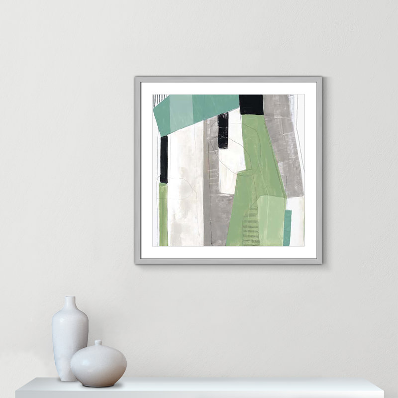 Evergreen Essence I par Tom Reeves, H 27,5 po x l 27,5 po x P 1,25 po, Encadré de boîte argent