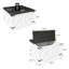Table basse blanche avec des accents en métal noir vieilli et un rangement caché pour les couvertures de salon et les compartiments de quincaillerie industrielle