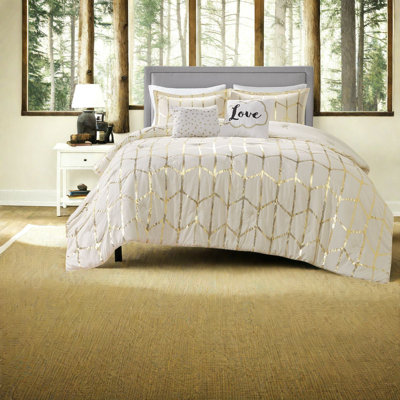 Ensemble de literie moderne en polyester hypoallergénique de style contemporain pour la chambre à coucher