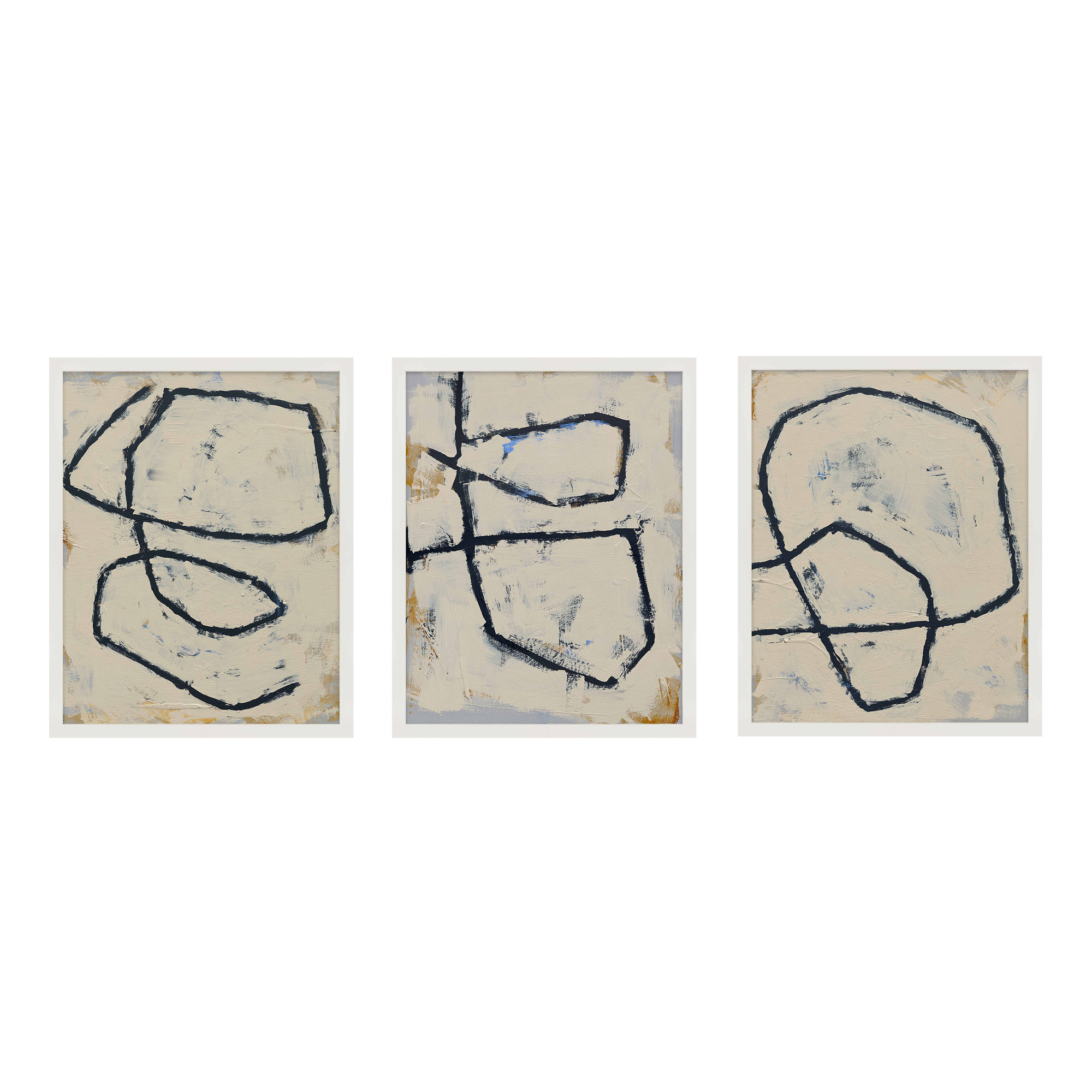 Moser Twisted 4, 5, 6 by Jacques Pilon - 3 Piece Print Set, White Framed Paper, 25" H x 20" W x 1.25" D