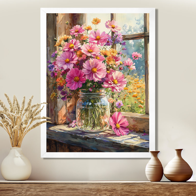 Graham - salon d'art mural floral, H 20 po x l 12 po, Reproduction encadrée d'une seule photo, Blanc