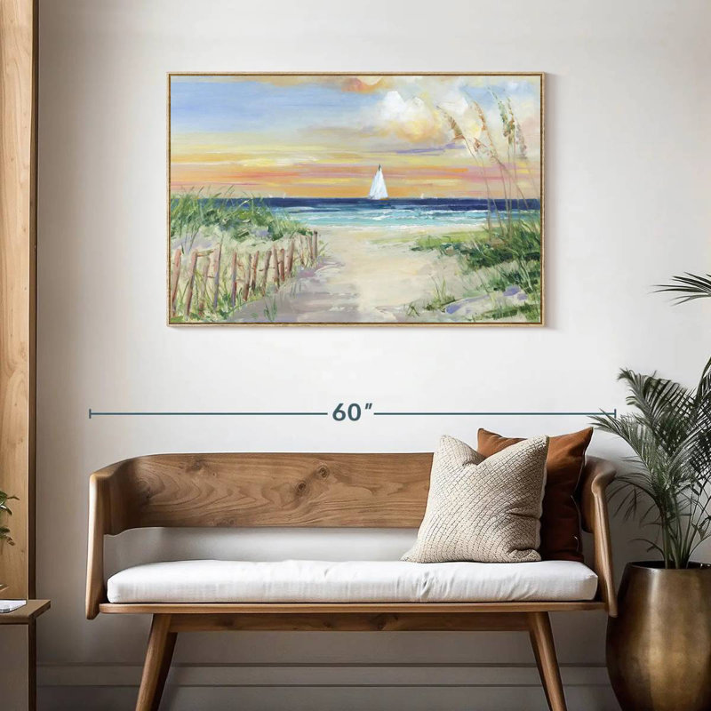 Set Sail II, Floating Frame Natural Wood, 43" X 29"