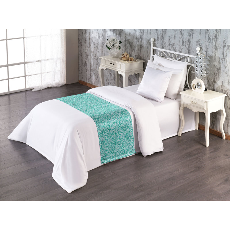 Ambesonne Turquoise Bed Runner Modern Triangles Turquoise Teal, Twin