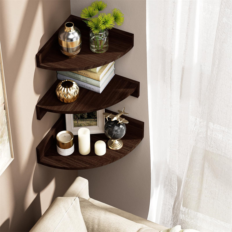 Antwuan 3 Piece Floating Shelf, Brown