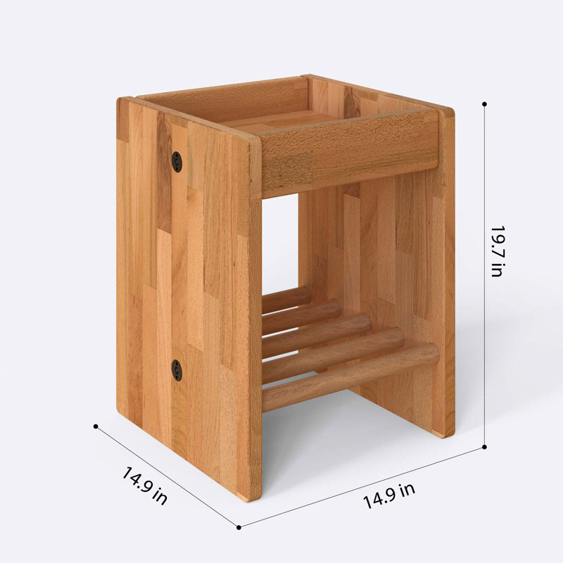 Manhattan 14.9" Nightstand, Solid Beech Wood Minimalist Bedside Table for Bedroom