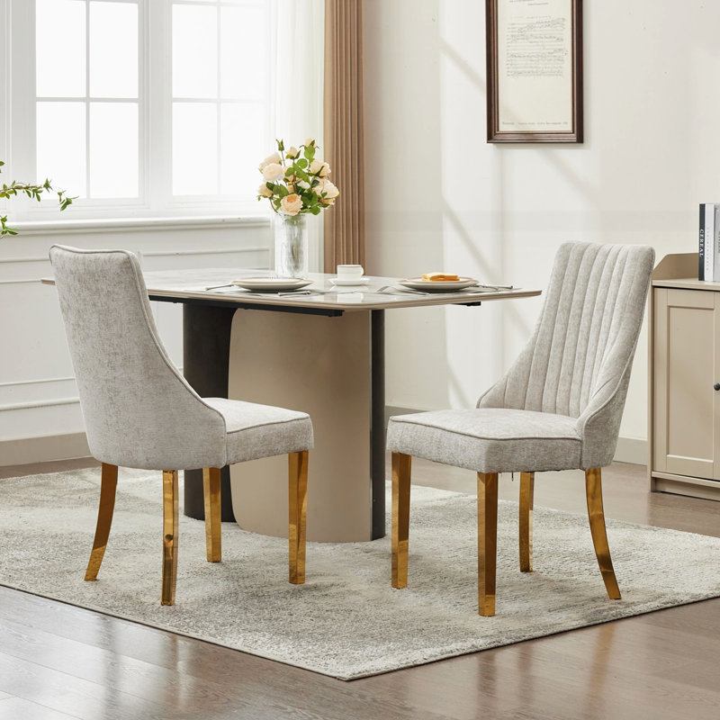 Chaises de salle à manger en rayonne, Beige