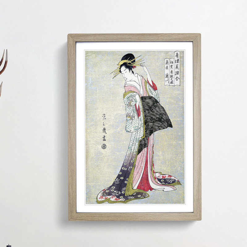 Takigawa of the Ogiya Brothel by Chobunsai Eishi - Picture Frame Art Print, Oak Framed, 36cm H x 27cm W x 2cm D