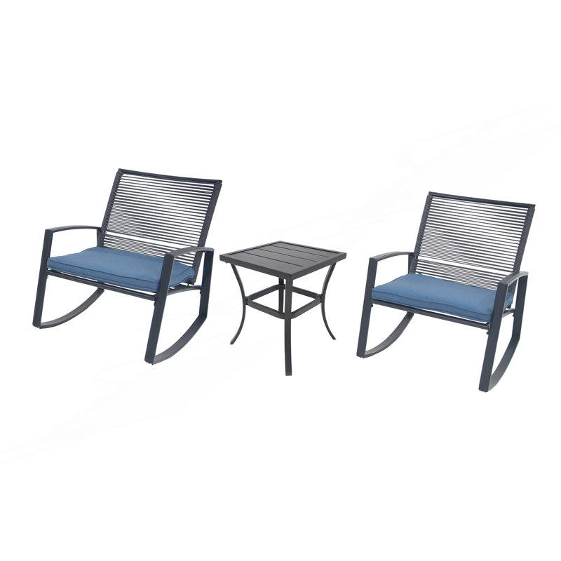 Ensemble de conversation bistro en métal pour 2 personnes, Bleu