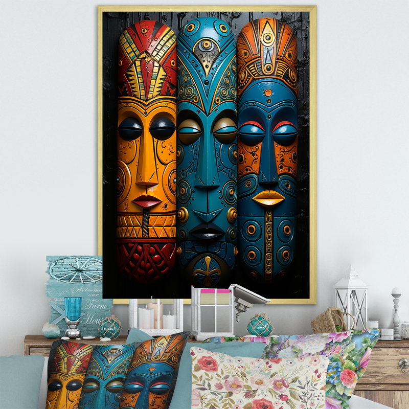 Masques de tribus mystiques d'Afrique I, H 32 po x l 16 po, Cadre photo noir