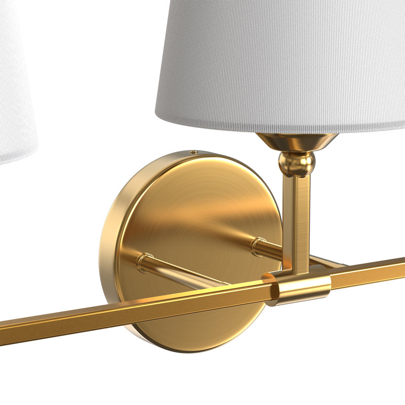 Éclairage pour meuble-lavabo traditionnel 3 lumières avec abat-jour empire en tissu, Bronze