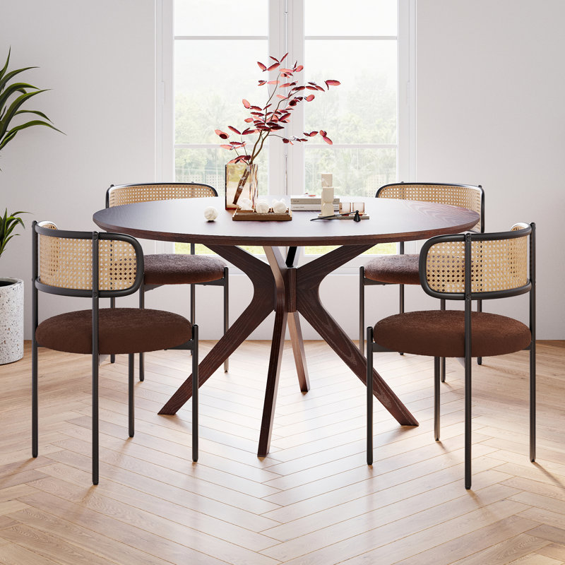 4 Person Round Dining Sets, Brown
