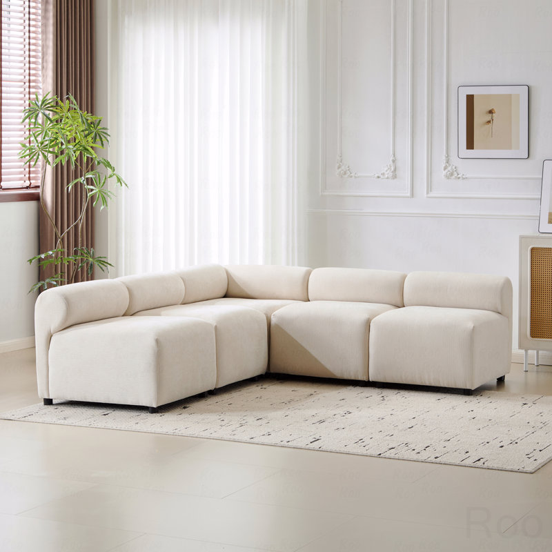 Basic Sectional Sofa, 5-Piece V Shaped Modular Free Combination  Sofa Couch