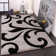 Kas Floral Machine Made Power Loomed Polypropylene Area Rug in Gray/Black