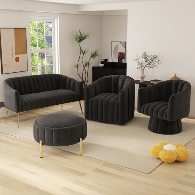 Ingimoth 4 Piece Velvet Living Room Set