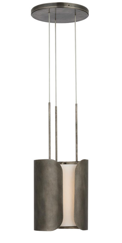 Anne-Marie Barton Armise Pendant with Nova Frost, Mottled Pewter, 245.25" H x 11" W, White