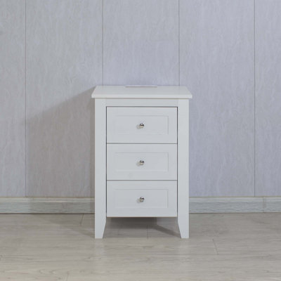White 3 Drawer Nightstand With Charging Station And USB Ports & Power Outlets,Wooden Bed Side Table/End Table Modern Night Stands For Bedrooms